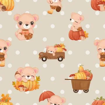 Seamless repeating pattern with cute bears Stock Illustration