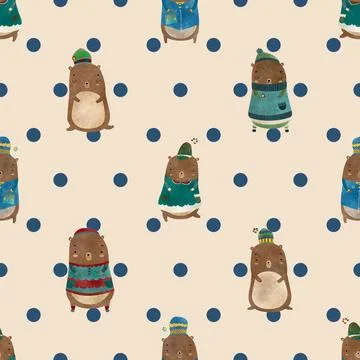 Seamless repeating pattern with cute bears Stock Illustration