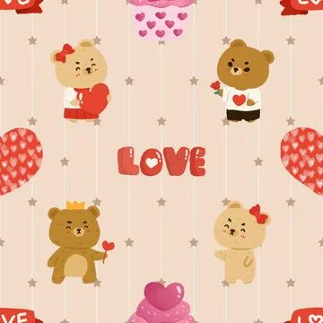 Seamless repeating pattern with cute bears Stock Illustration