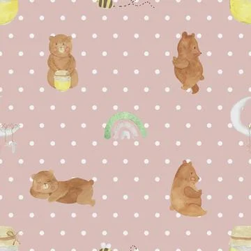 Seamless repeating pattern with cute bears Stock Illustration