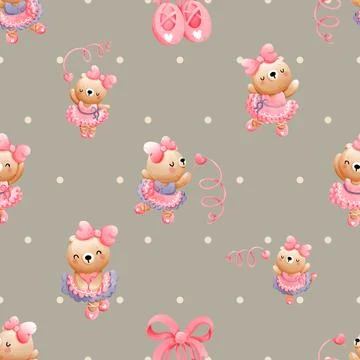 Seamless repeating pattern with cute bears Stock Illustration