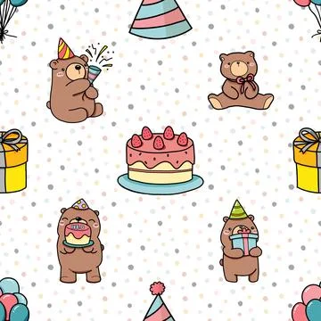 Seamless repeating pattern with cute bears Stock Illustration