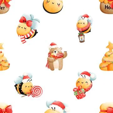 Seamless repeating pattern with cute bears Stock Illustration