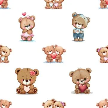 Seamless repeating pattern with cute bears Stock Illustration