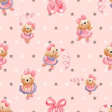 Seamless repeating pattern with cute bears Stock Illustration