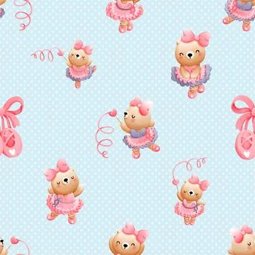 Seamless repeating pattern with cute bears Stock Illustration