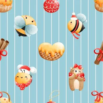 Seamless repeating pattern with cute bears Stock Illustration