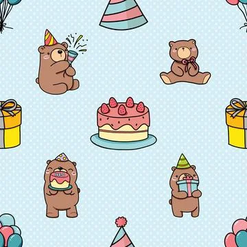 Seamless repeating pattern with cute bears Stock Illustration