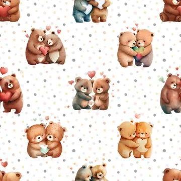 Seamless repeating pattern with cute bears Illustrazione stock