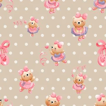Seamless repeating pattern with cute bears Stock Illustration