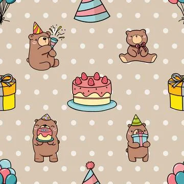 Seamless repeating pattern with cute bears Stock Illustration