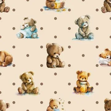 Seamless repeating pattern with cute bears Stock Illustration