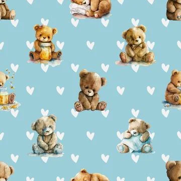 Seamless repeating pattern with cute bears Illustrazione stock