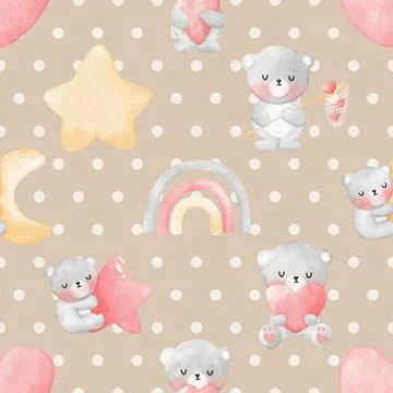 Seamless repeating pattern with cute bears Illustrazione stock