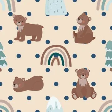 Seamless repeating pattern with cute bears Stock Illustration