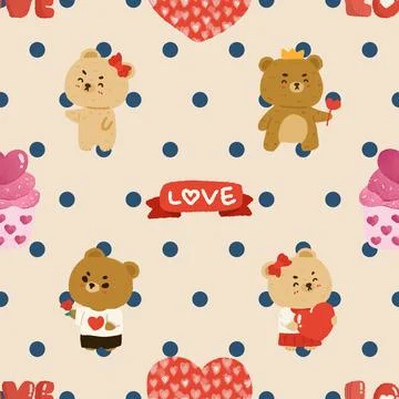 Seamless repeating pattern with cute bears Stock Illustration