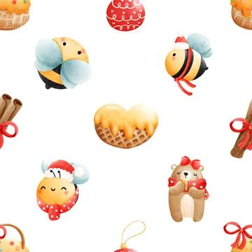 Seamless repeating pattern with cute bears Stock Illustration