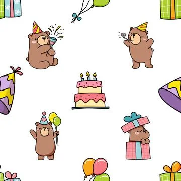 Seamless repeating pattern with cute bears Stock Illustration
