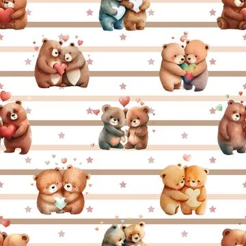 Seamless repeating pattern with cute bears Illustrazione stock