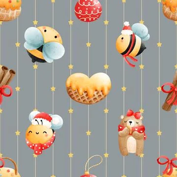 Seamless repeating pattern with cute bears Stock Illustration