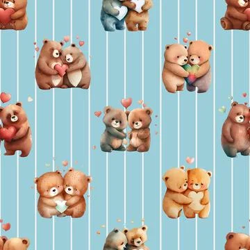 Seamless repeating pattern with cute bears Stock Illustration