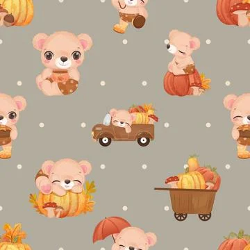 Seamless repeating pattern with cute bears Stock Illustration