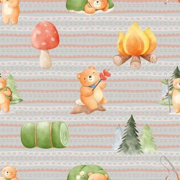 Seamless repeating pattern with cute bears Stock Illustration