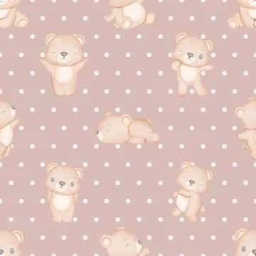 Seamless repeating pattern with cute bears Stock Illustration
