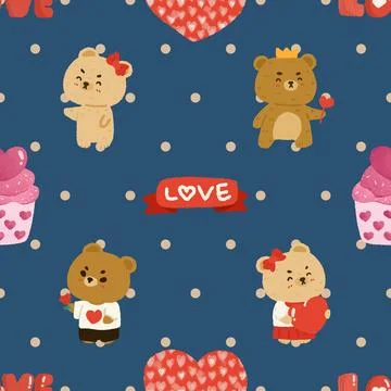 Seamless repeating pattern with cute bears Illustrazione stock