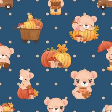 Seamless repeating pattern with cute bears Stock Illustration