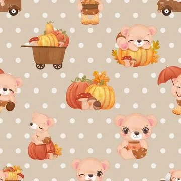 Seamless repeating pattern with cute bears Stock Illustration