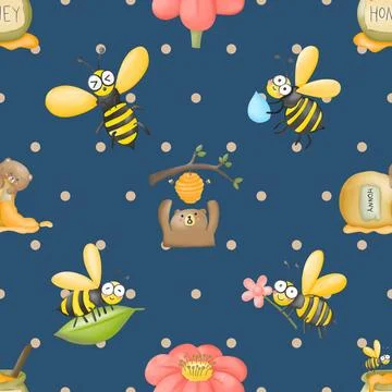 Seamless repeating pattern with cute bears Stock Illustration