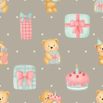 Seamless repeating pattern with cute bears Stock Illustration