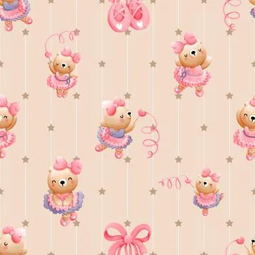 Seamless repeating pattern with cute bears Stock Illustration