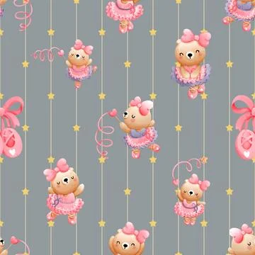 Seamless repeating pattern with cute bears Stock Illustration