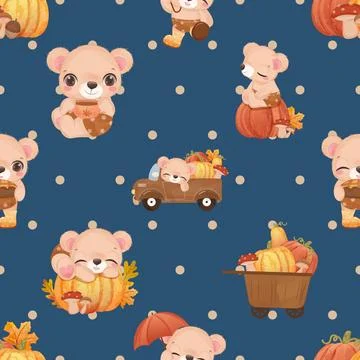 Seamless repeating pattern with cute bears Stock Illustration