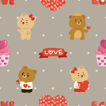 Seamless repeating pattern with cute bears Stock Illustration