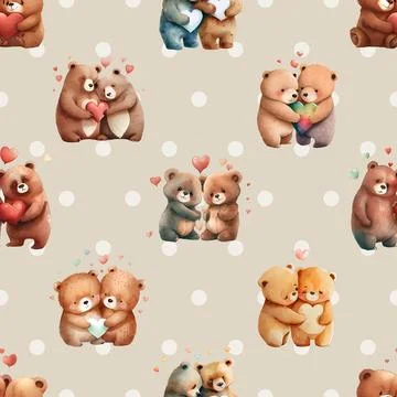 Seamless repeating pattern with cute bears Stock Illustration