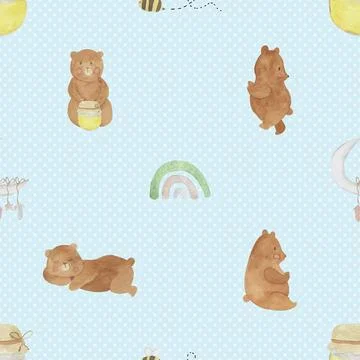 Seamless repeating pattern with cute bears Stock Illustration