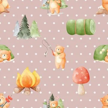 Seamless repeating pattern with cute bears Stock Illustration