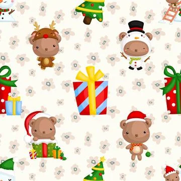 Seamless repeating pattern with cute bears Stock Illustration