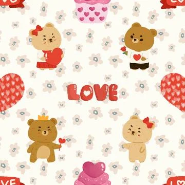 Seamless repeating pattern with cute bears Stock Illustration