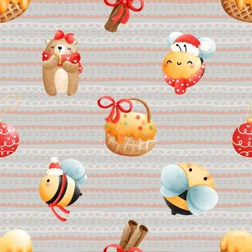 Seamless repeating pattern with cute bears Stock Illustration