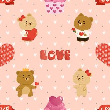 Seamless repeating pattern with cute bears Stock Illustration