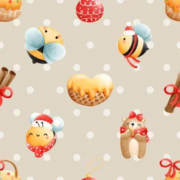 Seamless repeating pattern with cute bears Stock Illustration