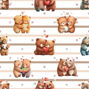 Seamless repeating pattern with cute bears Stock Illustration