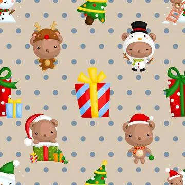Seamless repeating pattern with cute bears Stock Illustration