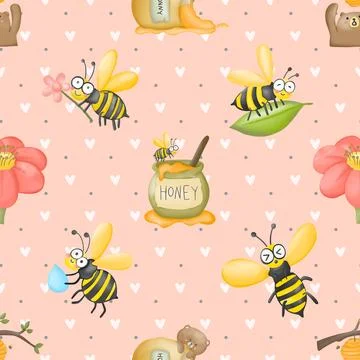 Seamless repeating pattern with cute bears Stock Illustration