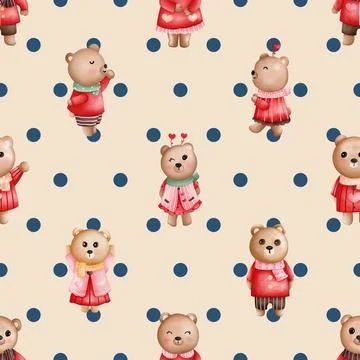 Seamless repeating pattern with cute bears Stock Illustration