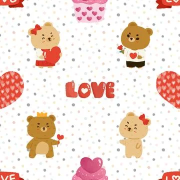 Seamless repeating pattern with cute bears Stock Illustration